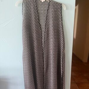 LuLaRoe Joy Black Grey Duster Vest Side Slit, Sleeveless, Small